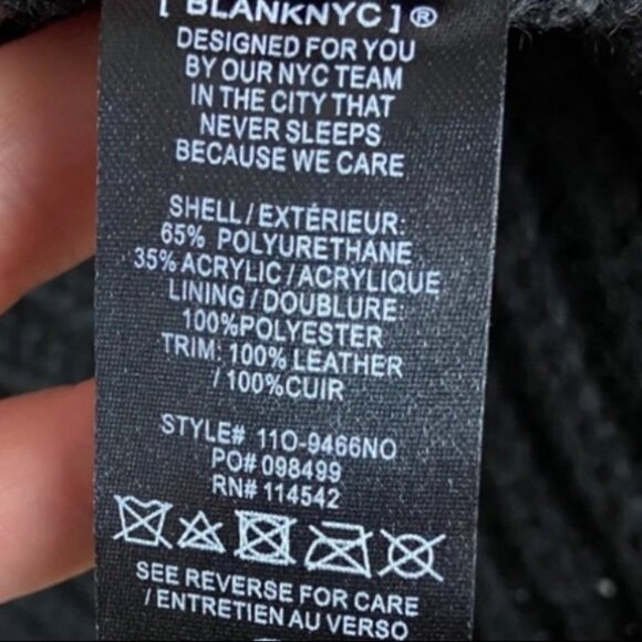 NWT Blank NYC Suede Leather + Cable Knit Moto Biker Jacket Black New With Tags S - Picture 8 of 11